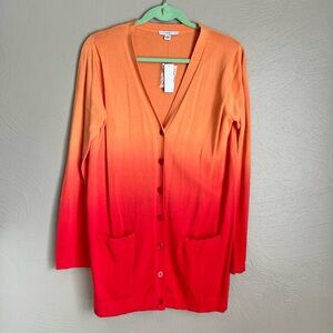 Isaac Mizrahi Orange/Red Dip Dye Ombré Cardigan